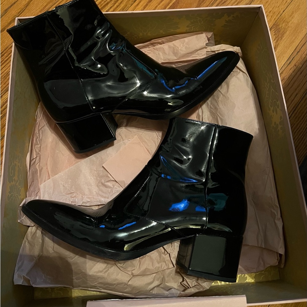 Miu Miu Glossy Black Ankle Boots